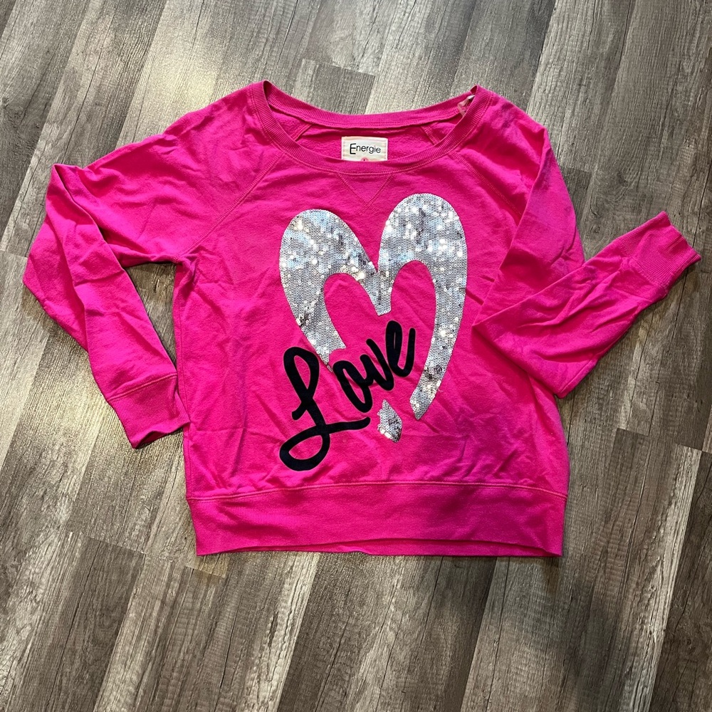 Energie lightweight pink sweatshirt. Size large